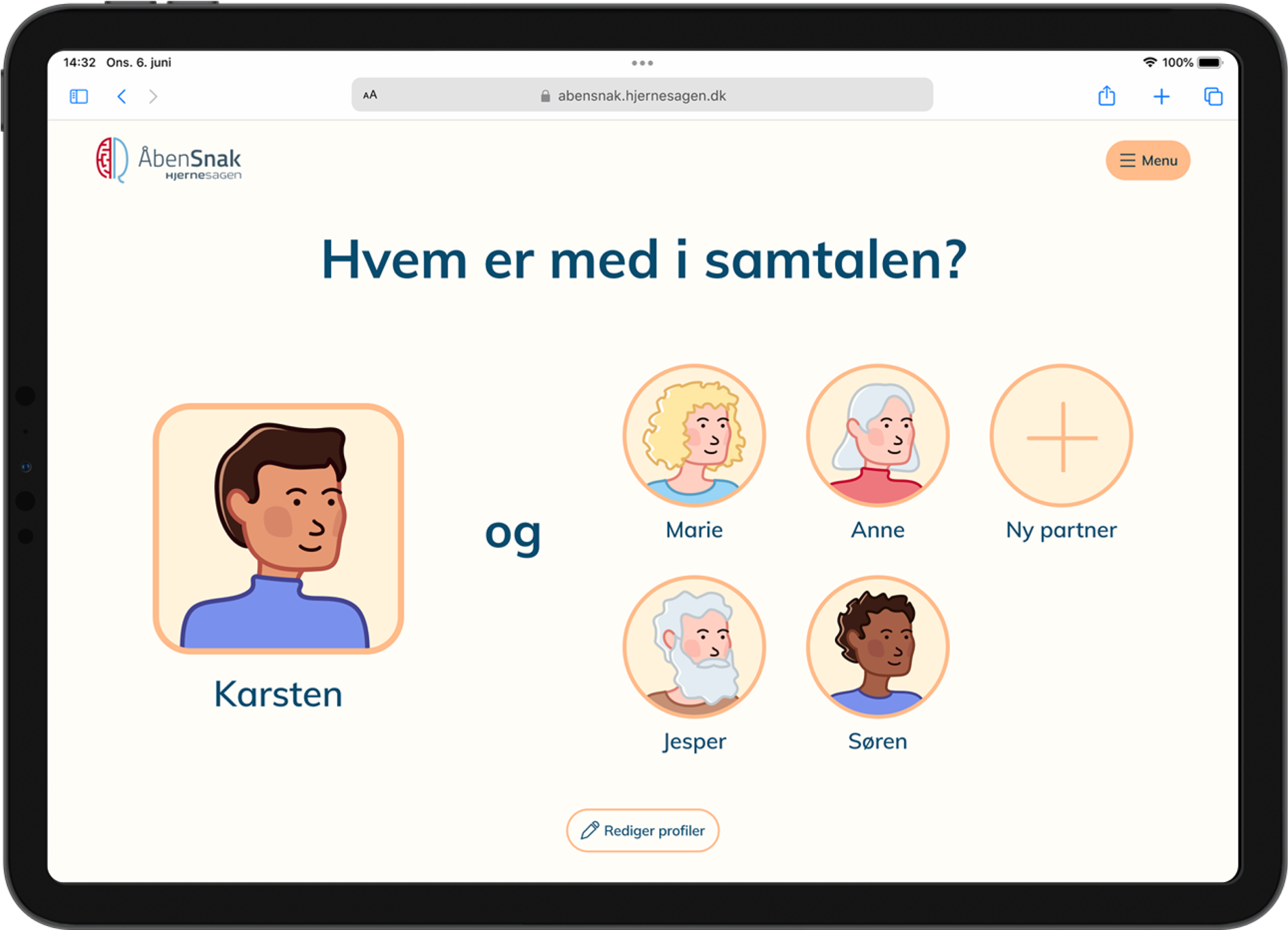 Vælg samtalepartner